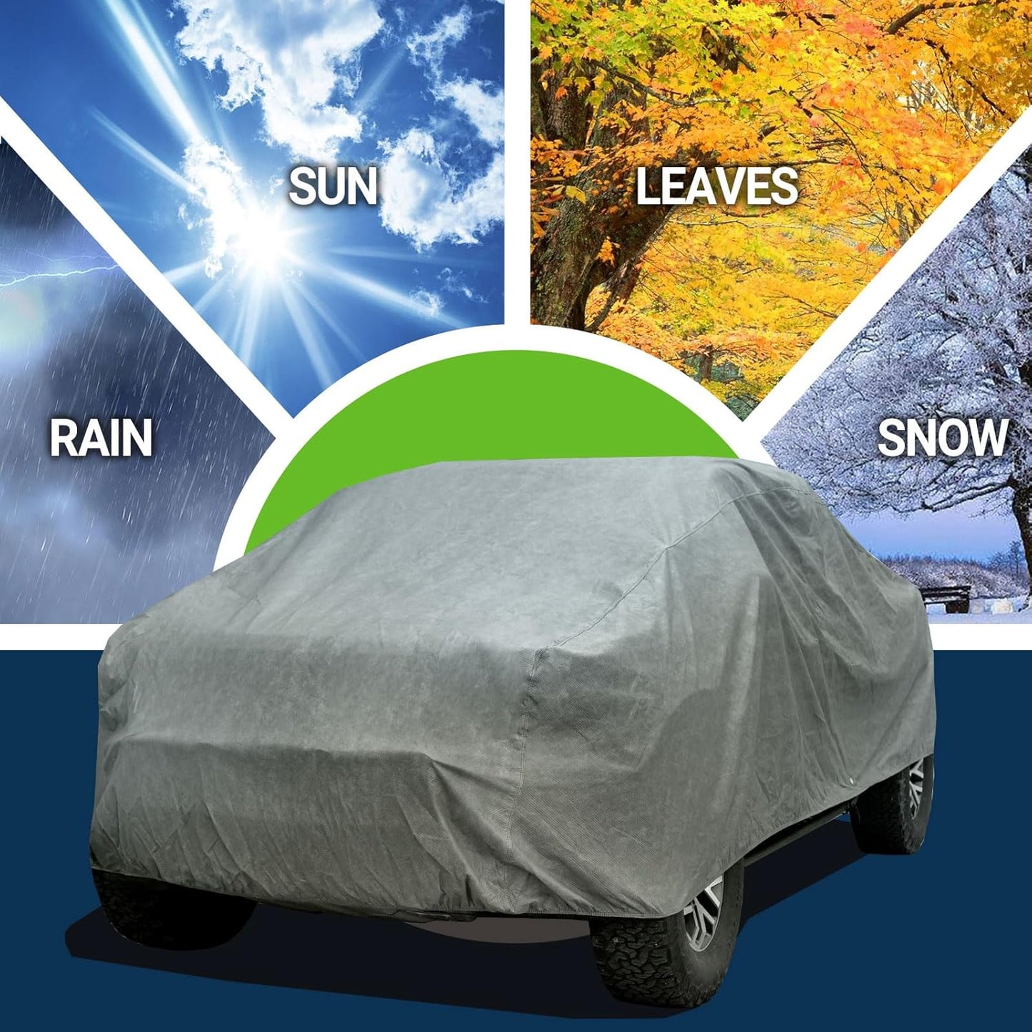 All Weather Waterproof Truck Cover, 7-Layer Non-Woven Cotton Truck Covers for Automobiles Car Snow Cover, Full Exterior Covers, Winter Rain Sun Sedan, Grey, Size Truck T3 241”-250”