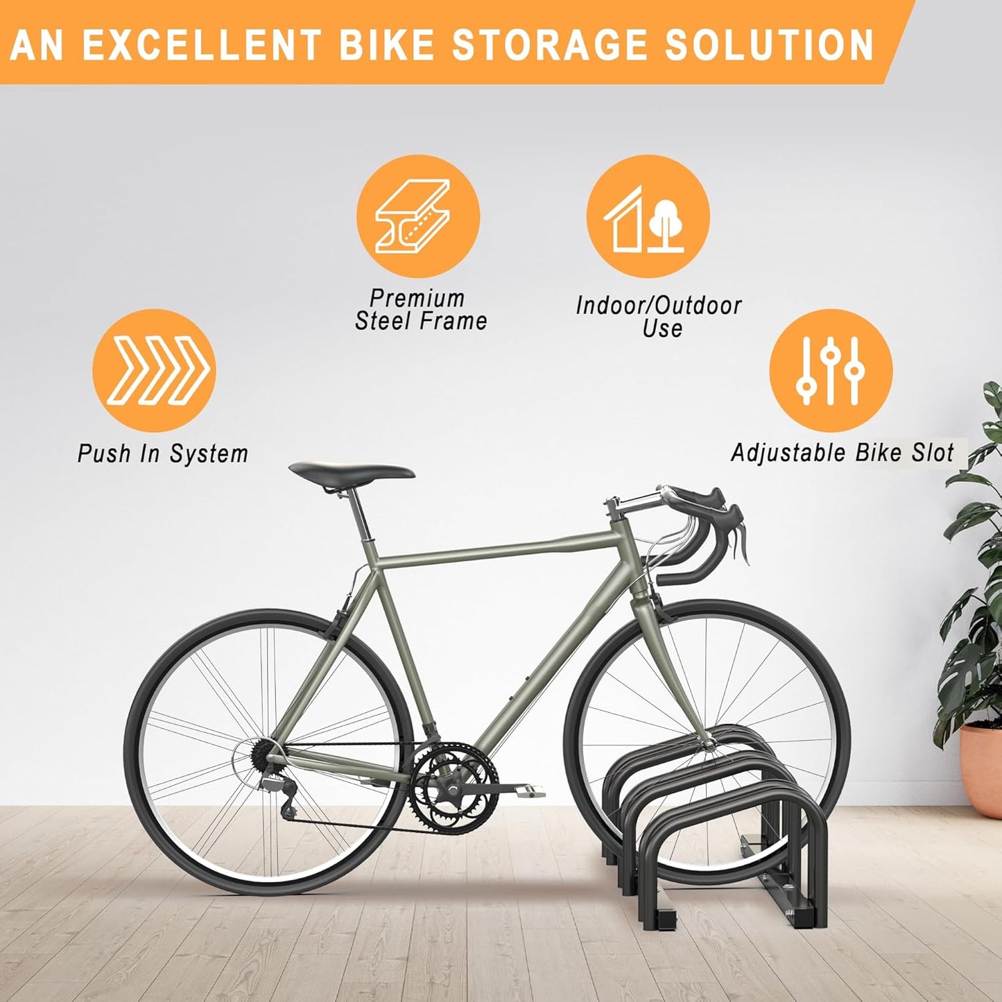 Ultrawall Bike Storage Rack for Garage, 3 Bikes Floor Bike Stand, Bicycle Parking Stand Rack for Indoor/Outdoor, Fit 22-28" Wheel Tire Width 2.1"