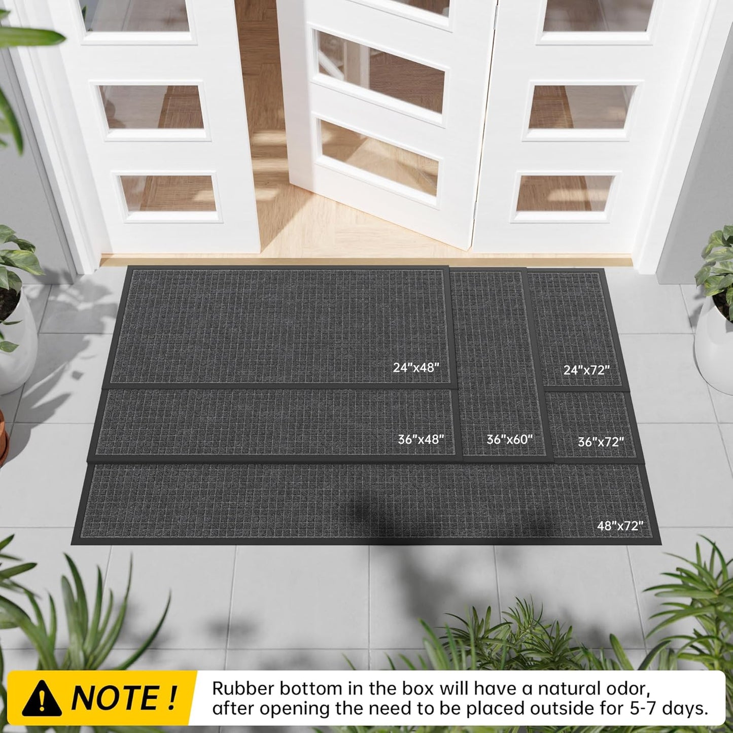 Durable Front Door Mat, 60" x 36" Heavy Duty Indoor Outdoor Doormat for Entryway, Non-Slip Rubber Backing, Stain and Fade Resistant Commercial Floor Mat for Home Office Entry