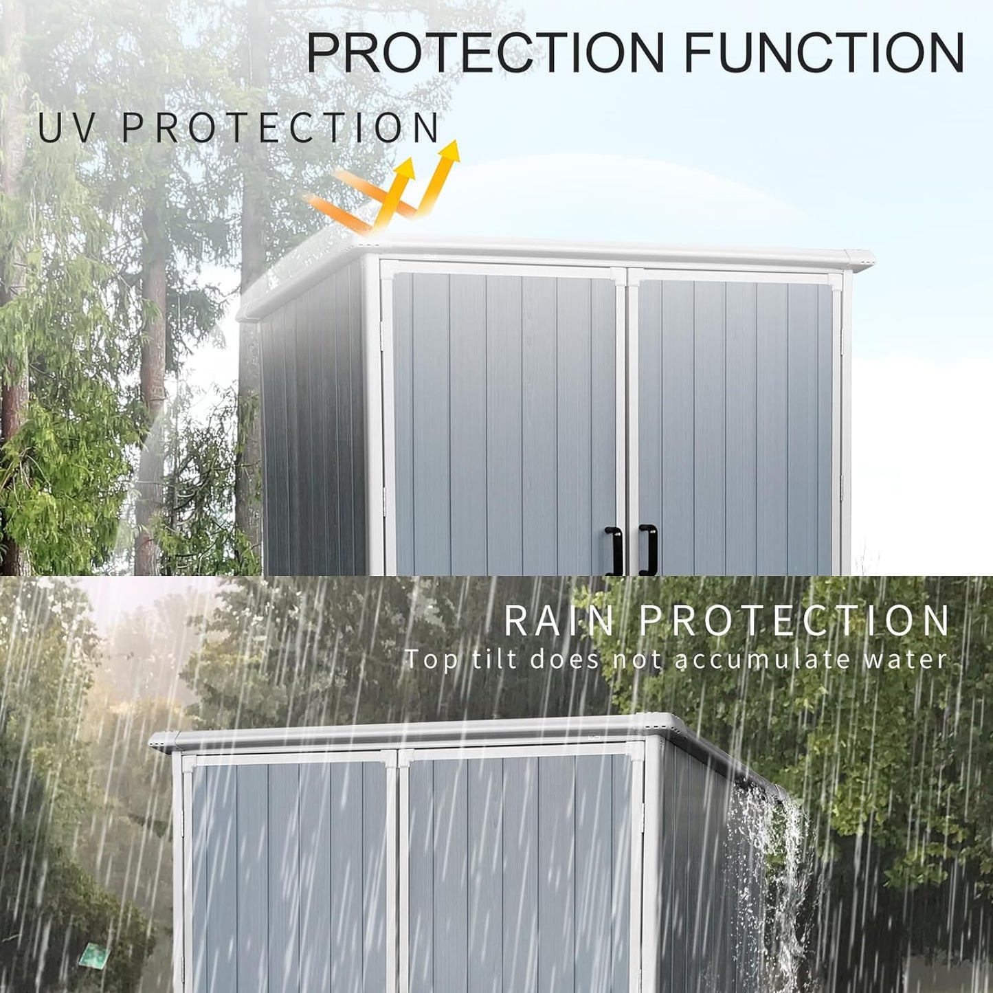 5x3 FT Resin Outdoor Storage Shed with Floor, Resin Cabinet with Lockable Doors, Waterproof Plastic Tool Shed for Patio Furniture, Bikes, Grey