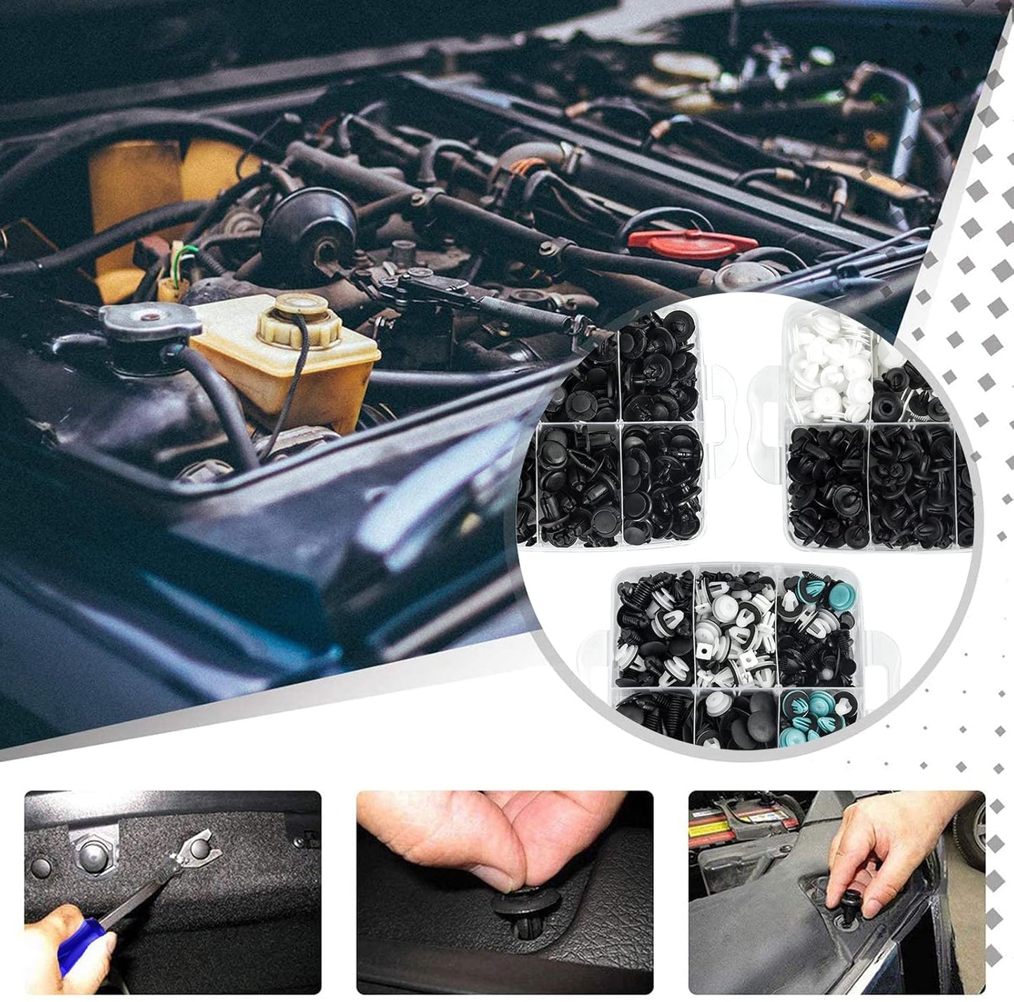 801pcs Car Push Retainer Clips with 24 Popular Push Pins for Auto Parts - Sizes - Blue Fastener Remover Tool for Toyota, GM, Ford, Honda, Acura, Chrysler