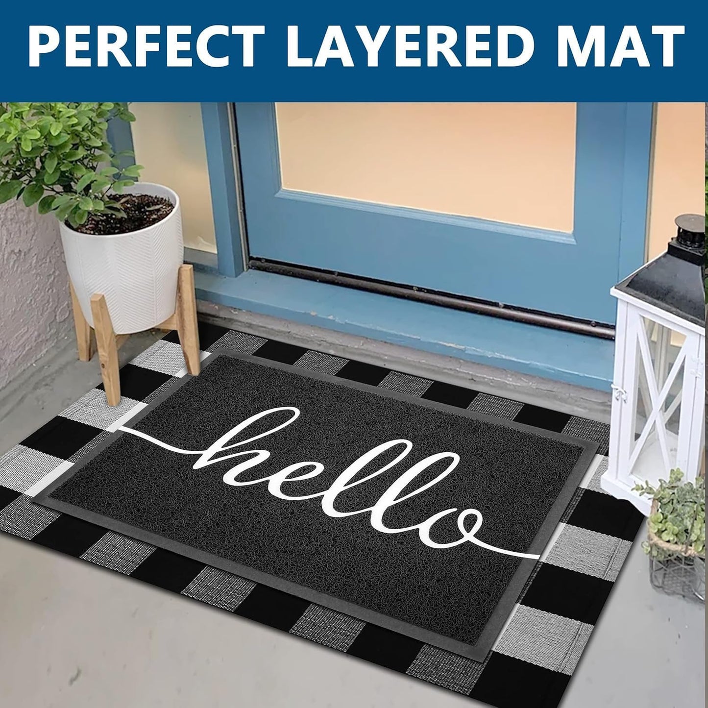 EARTHALL Funny Hello Mats Outside/Inside 71"x47", Front Door Mat Outdoor Entrance, Indoor Outdoor Mats for Home Entrance, Funny Doormat Outside/Inside Entry, Front Porch Decor for Farmhouse