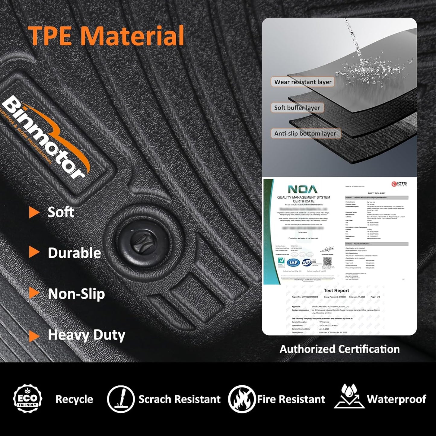 Binmotor-All Weather Car Floor Mats Cargo Liner Set for Audi Q3 2019-2025, TPE Car Mats Cargo Trunk Mat Rubber Liners for Audi Q3 Accessories