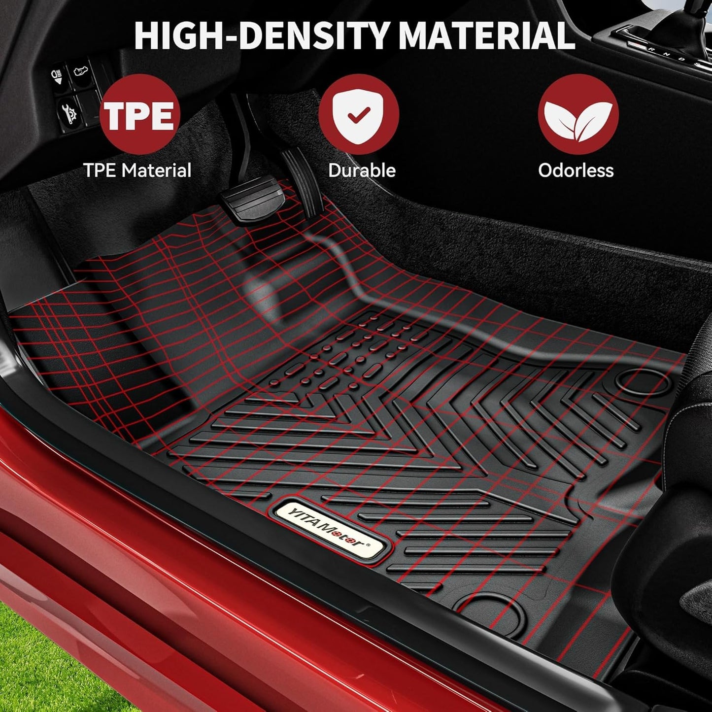 YITAMOTOR Floor Mats Set Fits for Chevrolet Equinox 2018-2024, Custom Fit Front & 2nd Seat Cargo Liner Set - Black TPE All-Weather Guard