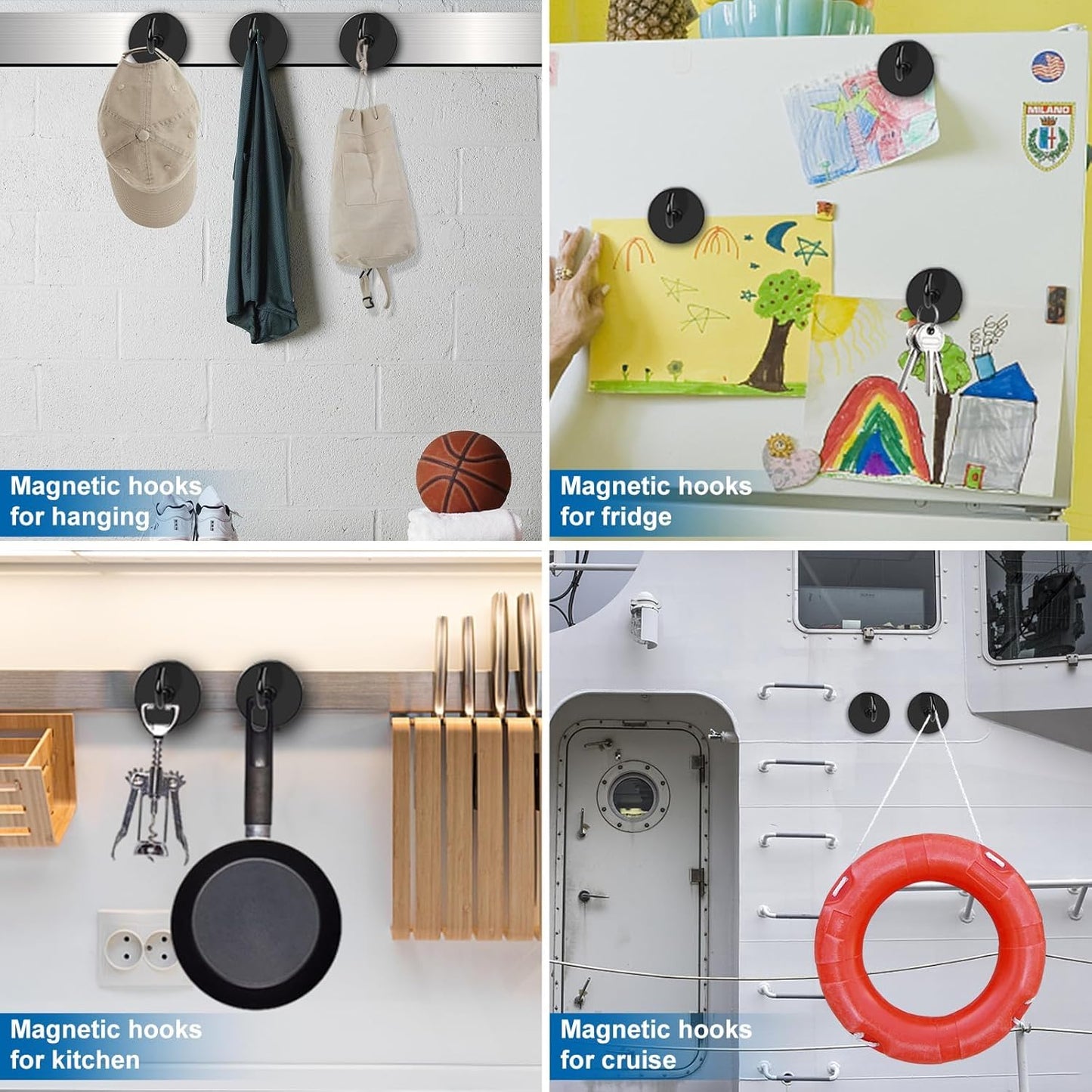 LOVIMAG Magnetic Hooks for Cruise Cabins,150lbs Cruise Magnets for Door,Cruise Ship Essentials for Travel, Strong Magents Heavy Duty with Epoxy Coating for Hanging, Refrigerator, Kitchen-12 Pcs