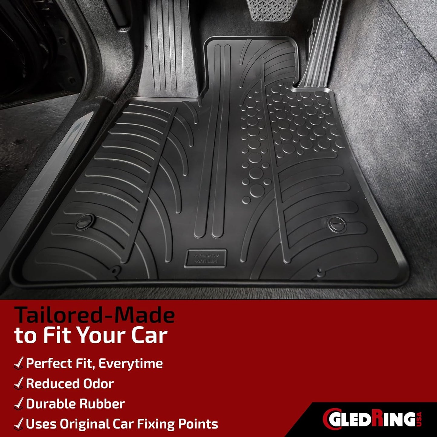 Gledring USA All-Weather Mats Compatible with Mercedes Benz GLE (W167) 2020-2024. Tailored Custom Fit. Rear mats only fit The Long-wheelbase (LWB) SUV. Protects from Mud, and Snow