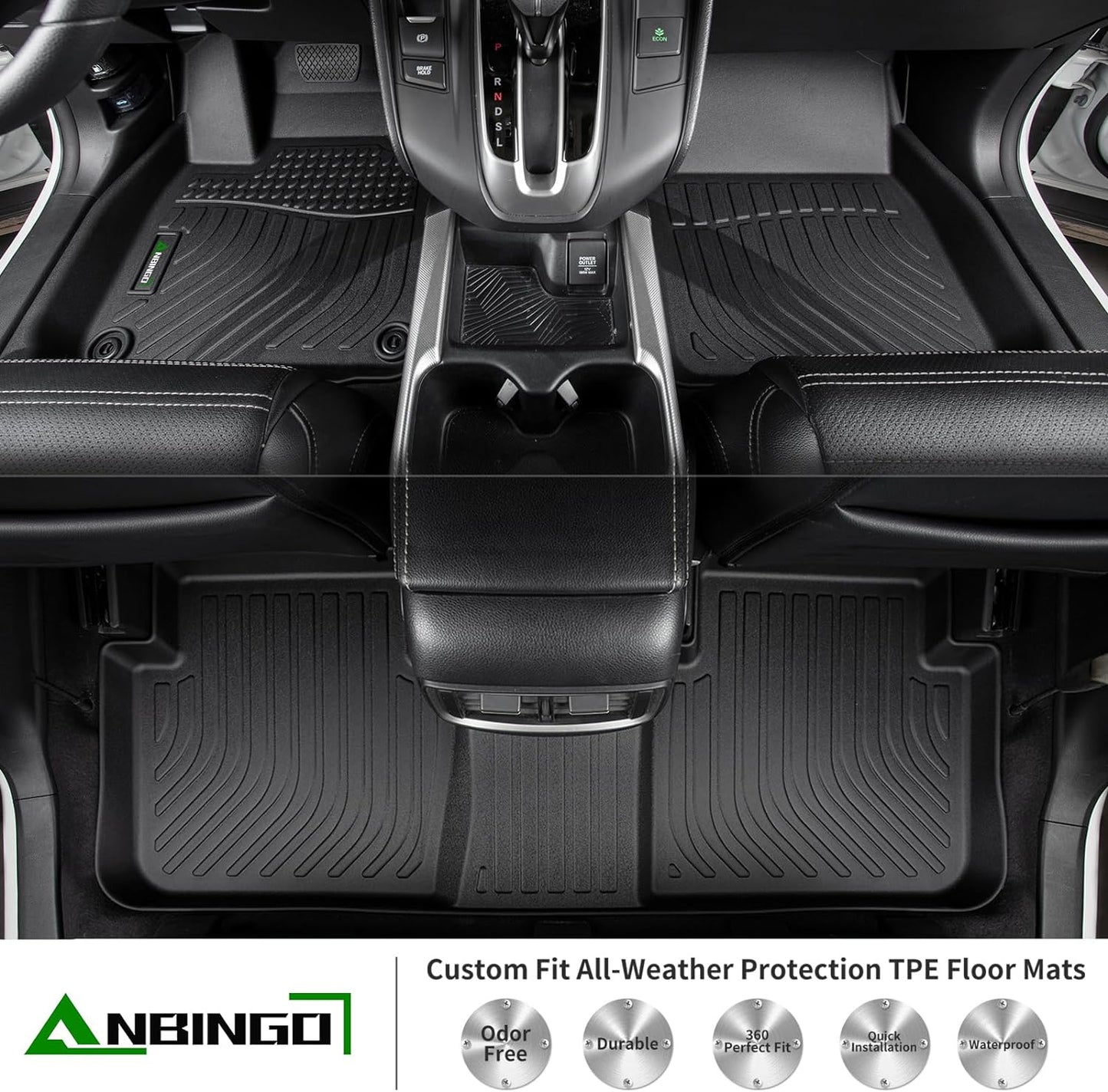 ANBINGO®-Floor Mats & Cargo Liner for Toyota Prius 2016-2022 (Not for Prius Prime & Prius c &Prius v) All Weather Prius Car Mats | 1st, 2nd Row Set & Cargo mat | Prius Floor Liners Accessories-Black