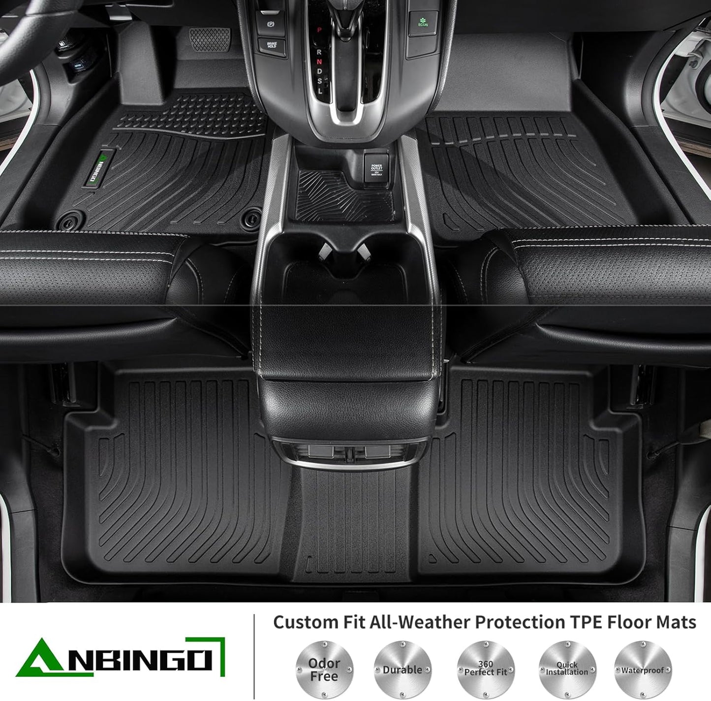ANBINGO®-Floor Mats for Toyota Prius 2016-2022, Fits Toyota Prius Prime 2017-2021, (Not fit Prius C & Prius V) - All Weather Protection TPE Car Floor Liners 1st & 2nd Row Accessories Black