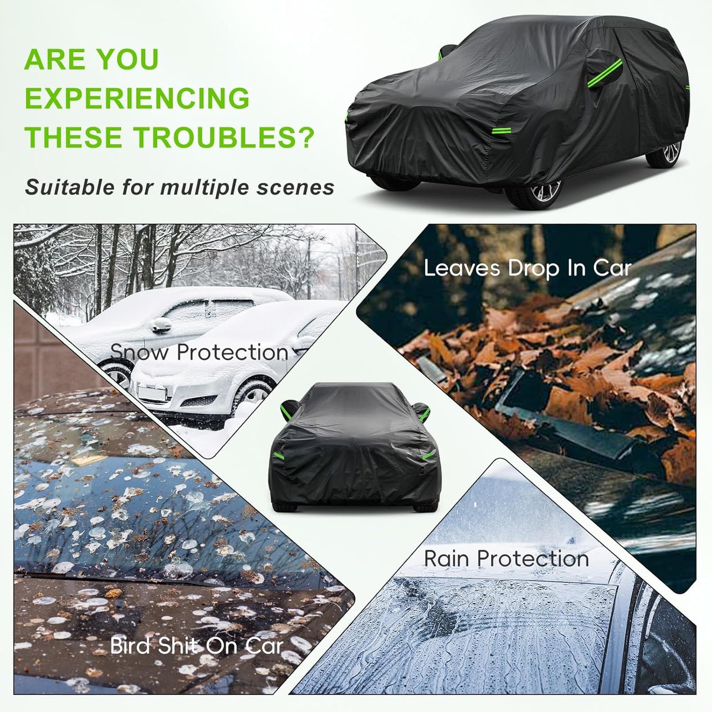 KouKou SUV Car Cover Waterproof All Weather, 7 Layers Outdoor Cover for Automobiles Rain Snow Protection, Universal Fit Ford Escape, Honda HRV,Jeep Liberity, Compass, Renegade, ect. (Up to 181 inches)