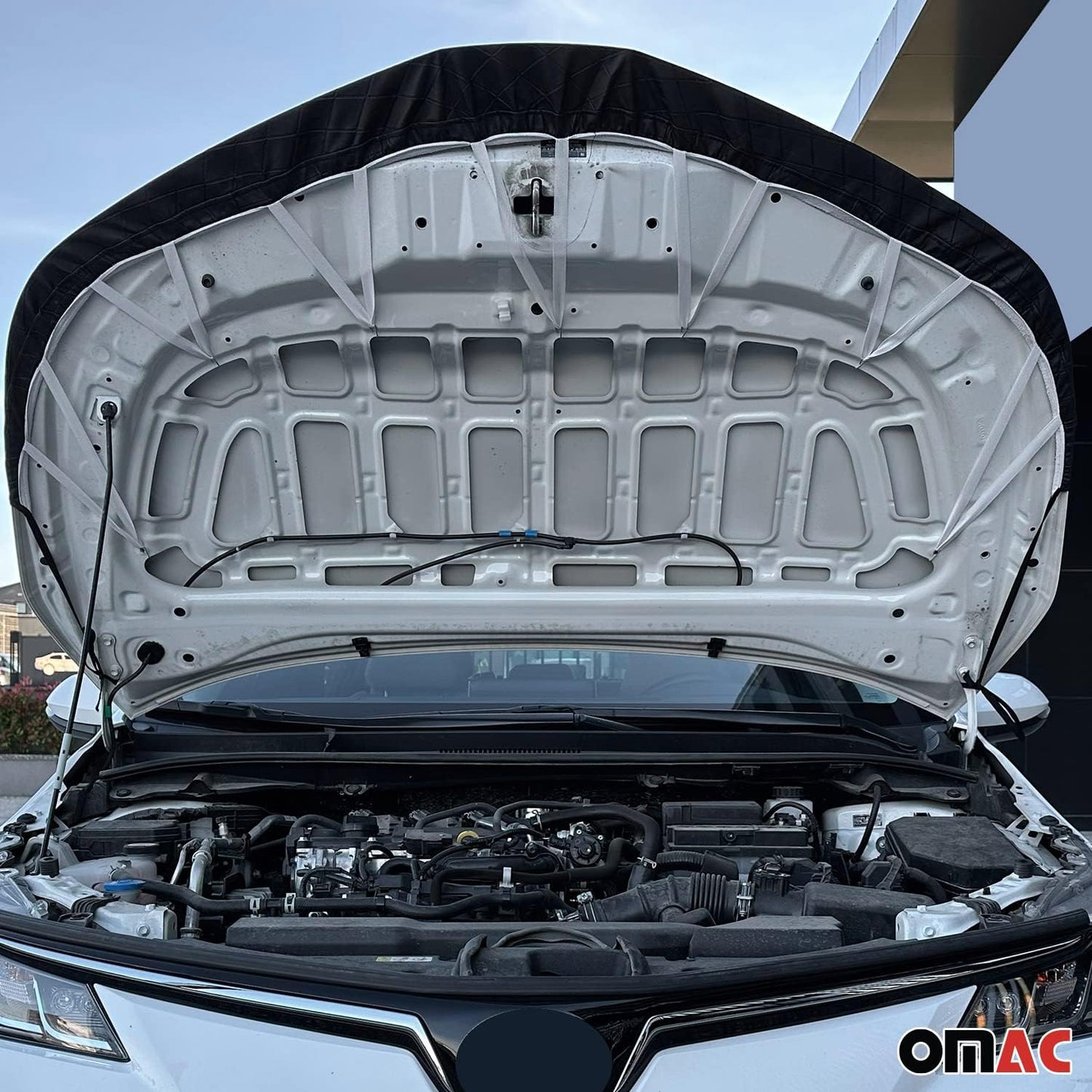 OMAC Car Bonnet Mask Hood Bra for Toyota Yaris 2013-2020 Black 1 Pc