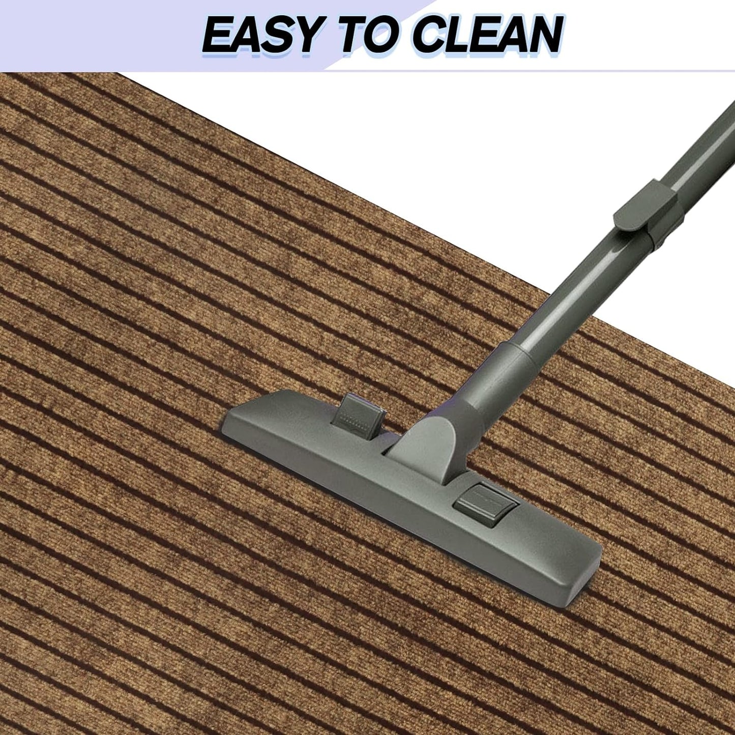 Custom Size Backed Non-Slip Area Rugs Runner, Easy Clean, Waterproof Runner Rugs for Hallway Entryway, Kitchen, Laundry, 3FT x 75FT, Brown Stripe