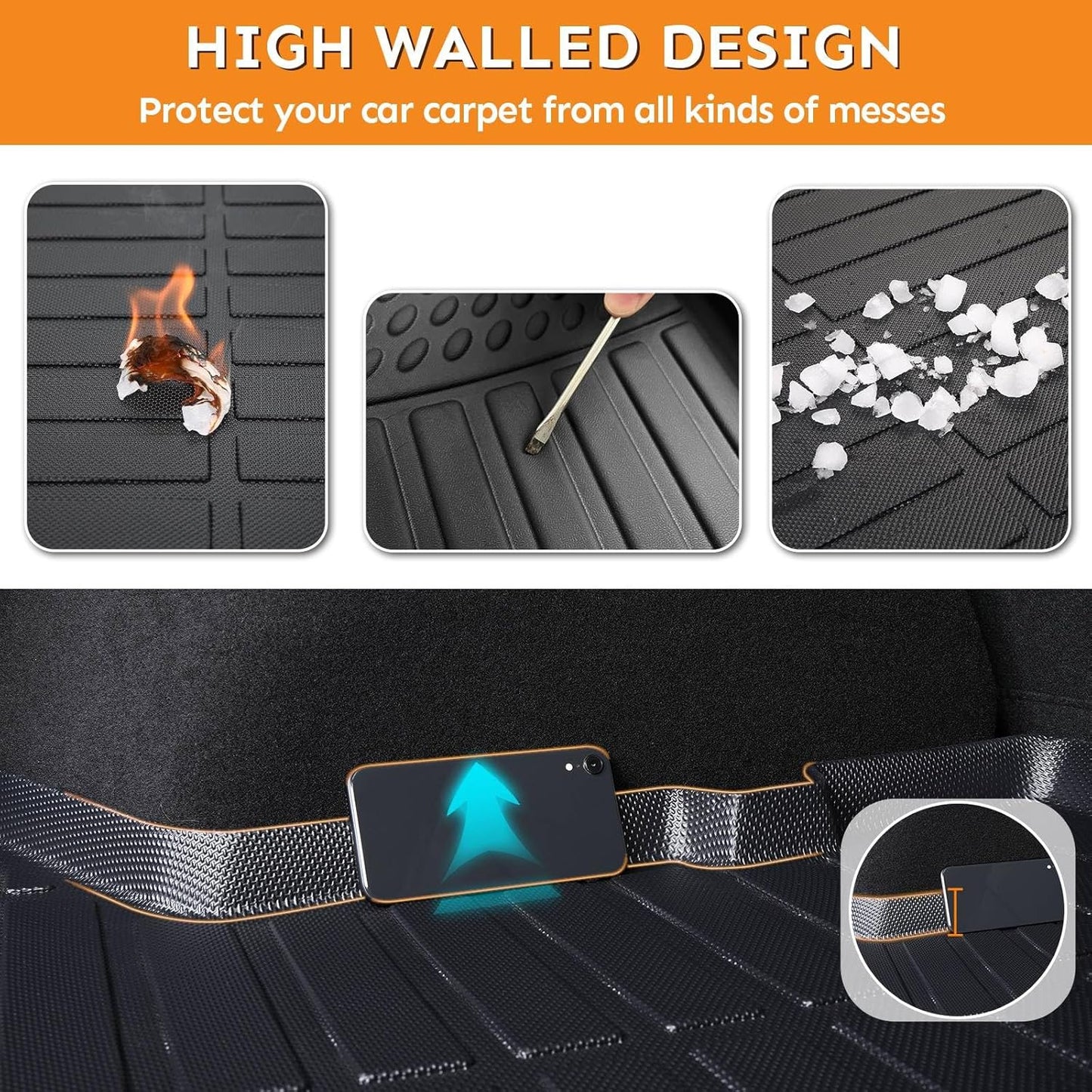 Binmotor-Floor Mats & Cargo Liner for Nissan Armada/Infiniti QX80 2025丨Bucket Seat (7 Seats) 丨TPE All Weather Car Mats for Nissan Armada Accessories Floor Liners Rubber Trunk Mat