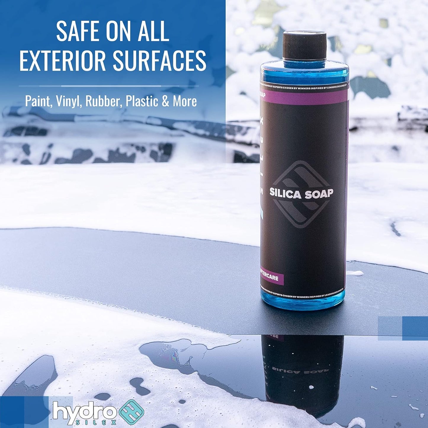 HydroSilex Ceramic High Foaming Silica Soap SIO2 Infused. Hydrophobic Coating Car Wash Soap for Paint, Vinyl, Rubber & Plastic (16oz)