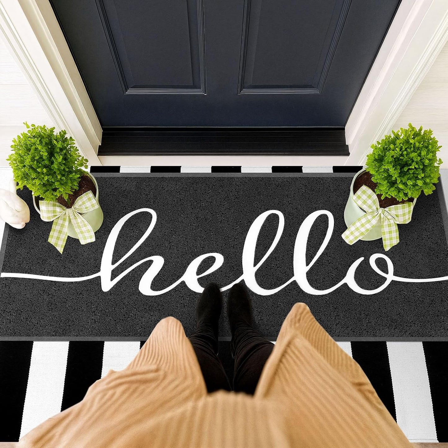 EARTHALL Funny Hello Mats Outside/Inside 59"x24", Front Door Mat Outdoor Entrance, Indoor Outdoor Mats for Home Entrance, Funny Doormat Outside/Inside Entry, Front Porch Decor for Farmhouse