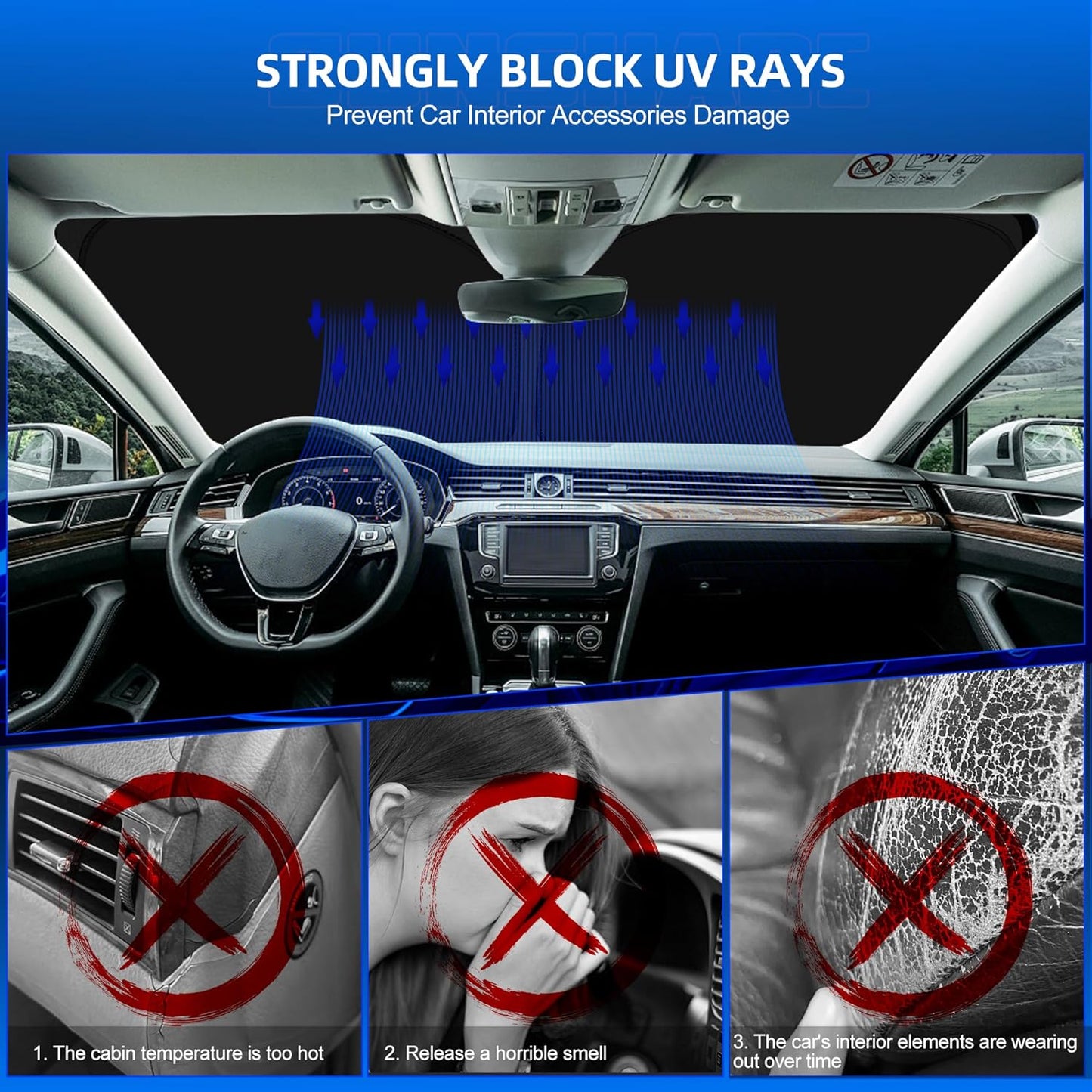 Windshield Sun Shade for Kia Optima 2016-2020 Foldable Sunshade Custom Fit Front Window Car Interior Accessories Protector Blocks UV Rays