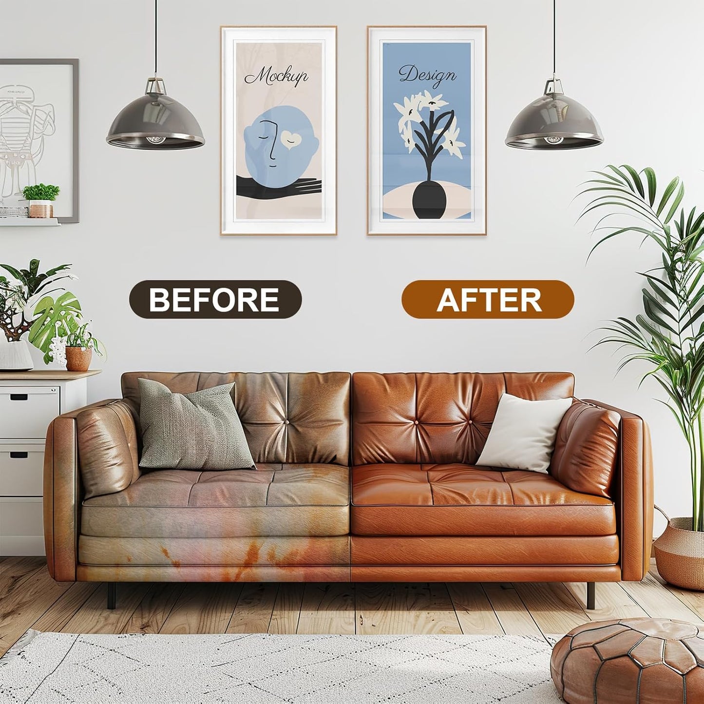 Leather Recoloring Balm Set,Leather Cleaner Restore Conditioner Mink Oil for Leather Repair Kit for Furniture Couches -Revives Repairs Scratches Leather Dye Furniture Polish (White)