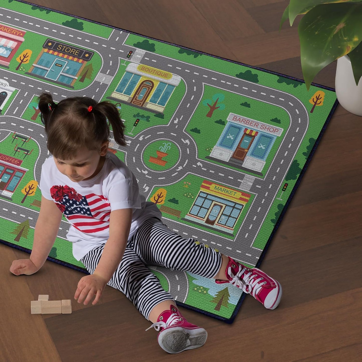 Play Rug for Playroom 2x3 Car Mat Town City Road Map for Boys Bedroom Fun Car Play Area Carpet Non-Slip Washable