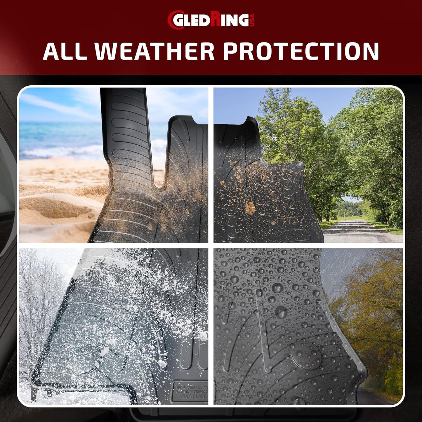 GledringUSA Custom Fit All-Weather Rubber Floor Mats Intended for Land Rover Range Rover Evoque (L538) 2012-2018, No Trimming Required, Protects from Rain, Mud, & Snow