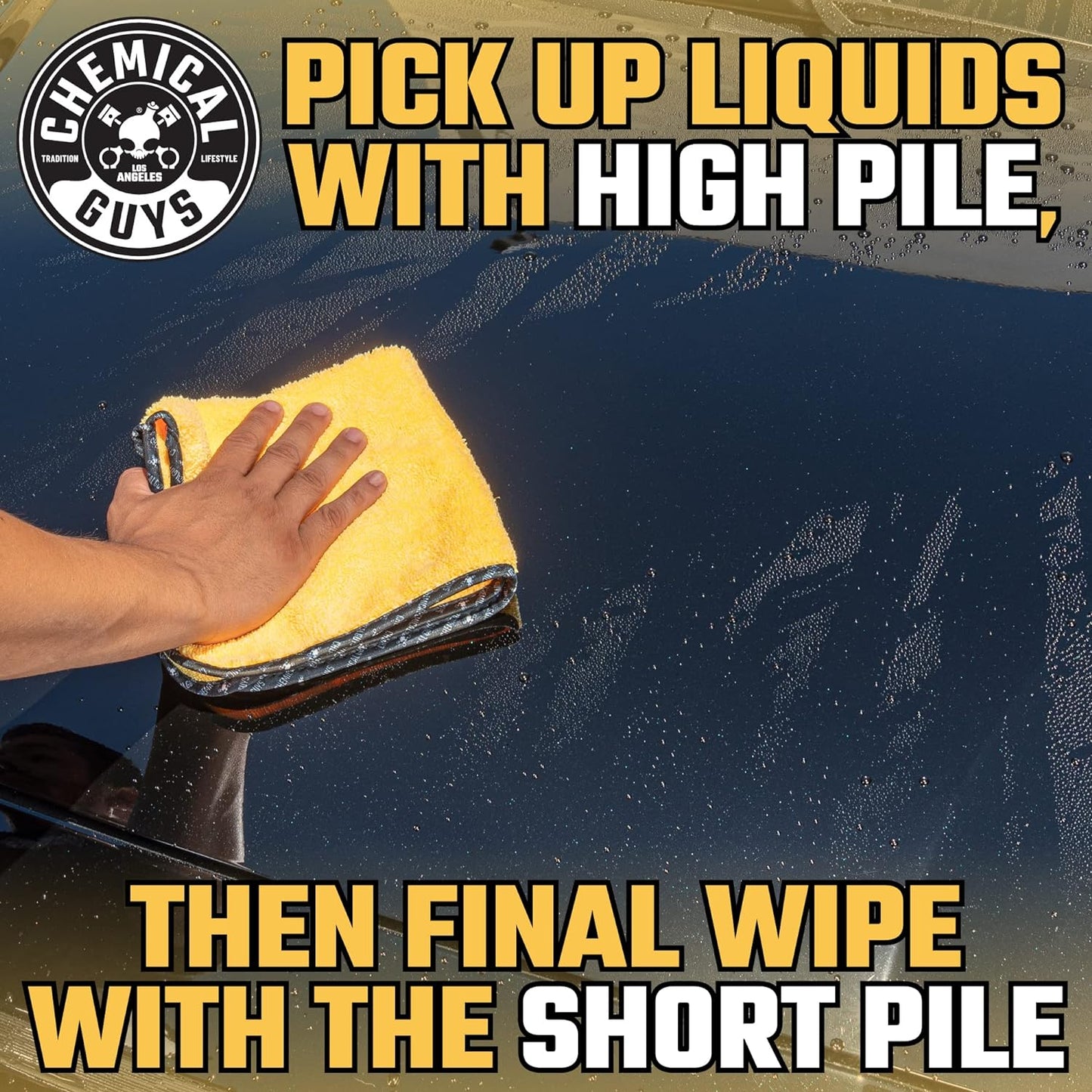 Chemical Guys MIC 506 03 Professional Grade Premium Microfiber Towels, Gold (16 Inch x 16 Inch) (Pack of 3) - Safe for Car Wash, Home Cleaning & Pet Drying Cloths