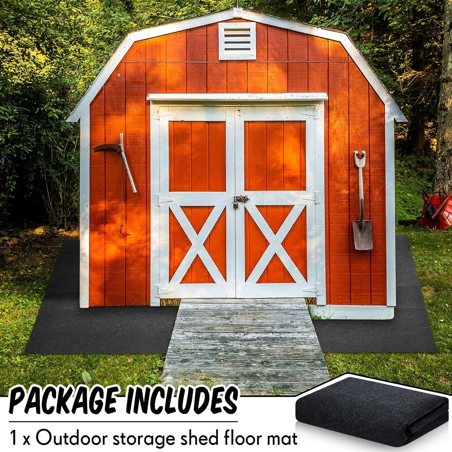 Haull Outdoor Storage Shed Floor Moat Waterproof Outdoor Carport Mat Thickened Soft Patio Furniture Pad Washable with Non Slip Backing, Storage Shed Not Included(9.8 x 12 ft)