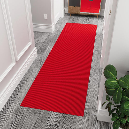 Ottomanson 2'7" x 5' Mud Mat Area Rug Scraper Carpet - Non-Slip, Dirt Trapping for Indoor & Outdoor Use - Ideal for Entryway, Garage, Kitchen, Patio & High-Traffic Areas, Red