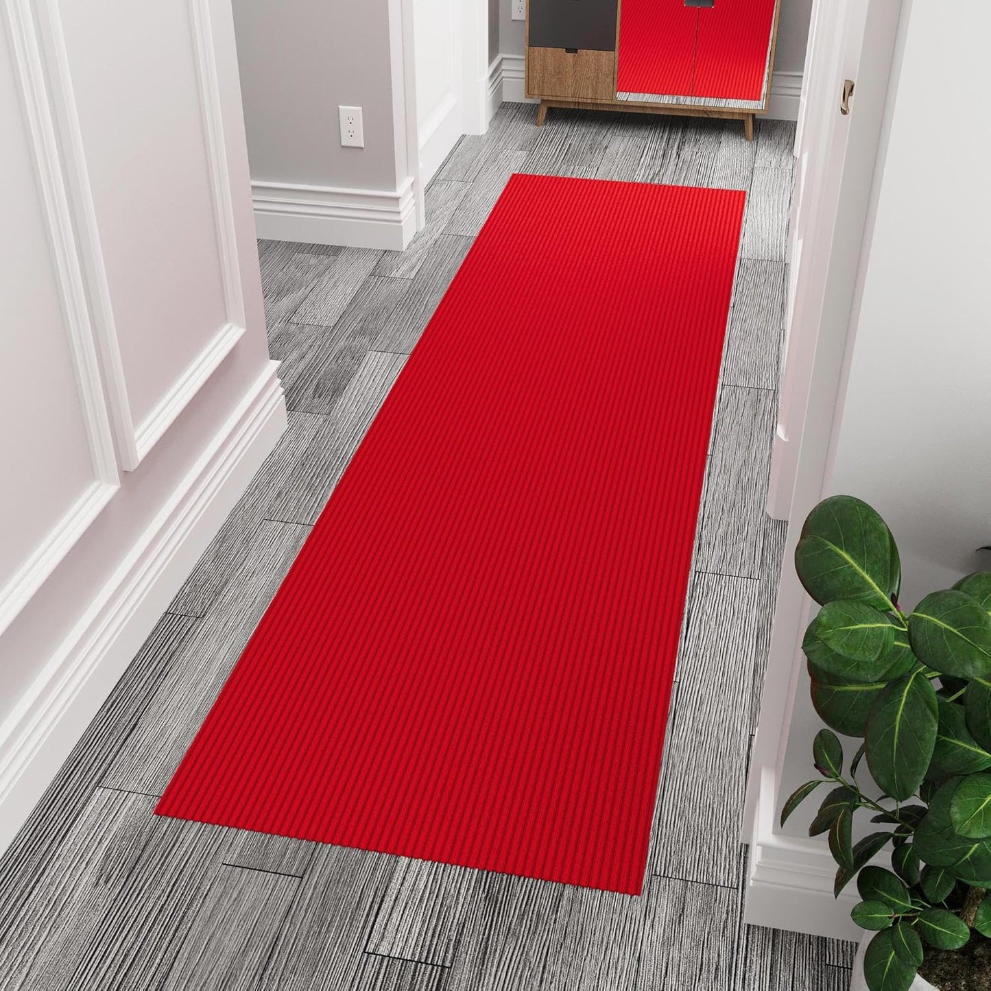 Ottomanson 2' x 8' Hallway Runner with Scraper Pile - Extra Durable Non-Slip Rug Mat for Indoor & Outdoor Use - Ideal for Kitchen, Entryway, Patio & Garage - High-Traffic Carpet, Red