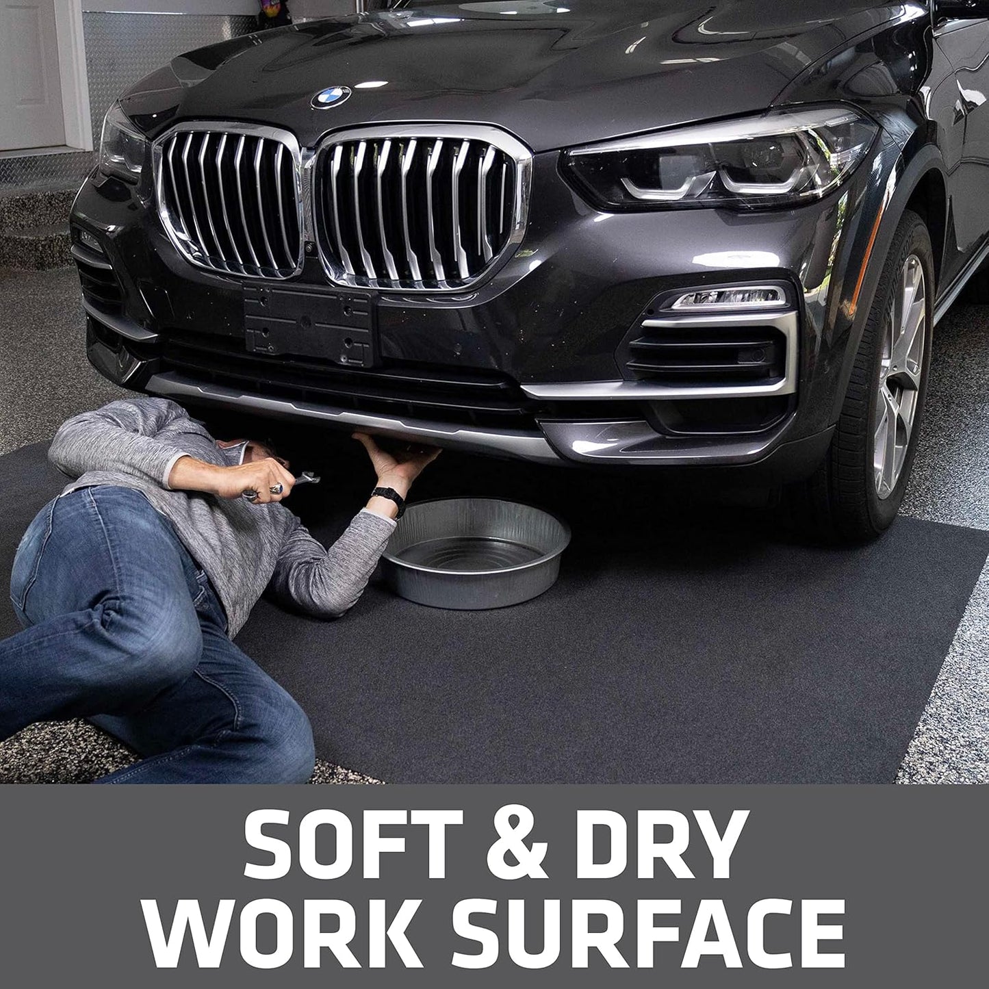 Drymate Premium Maintenance Mat Oil Spill Garage Floor Mat (60" x 72"), Absorbent, Waterproof, Contains Liquids, Protects Garage Surface or Driveway, Reusable, Washable, Durable (USA Made)