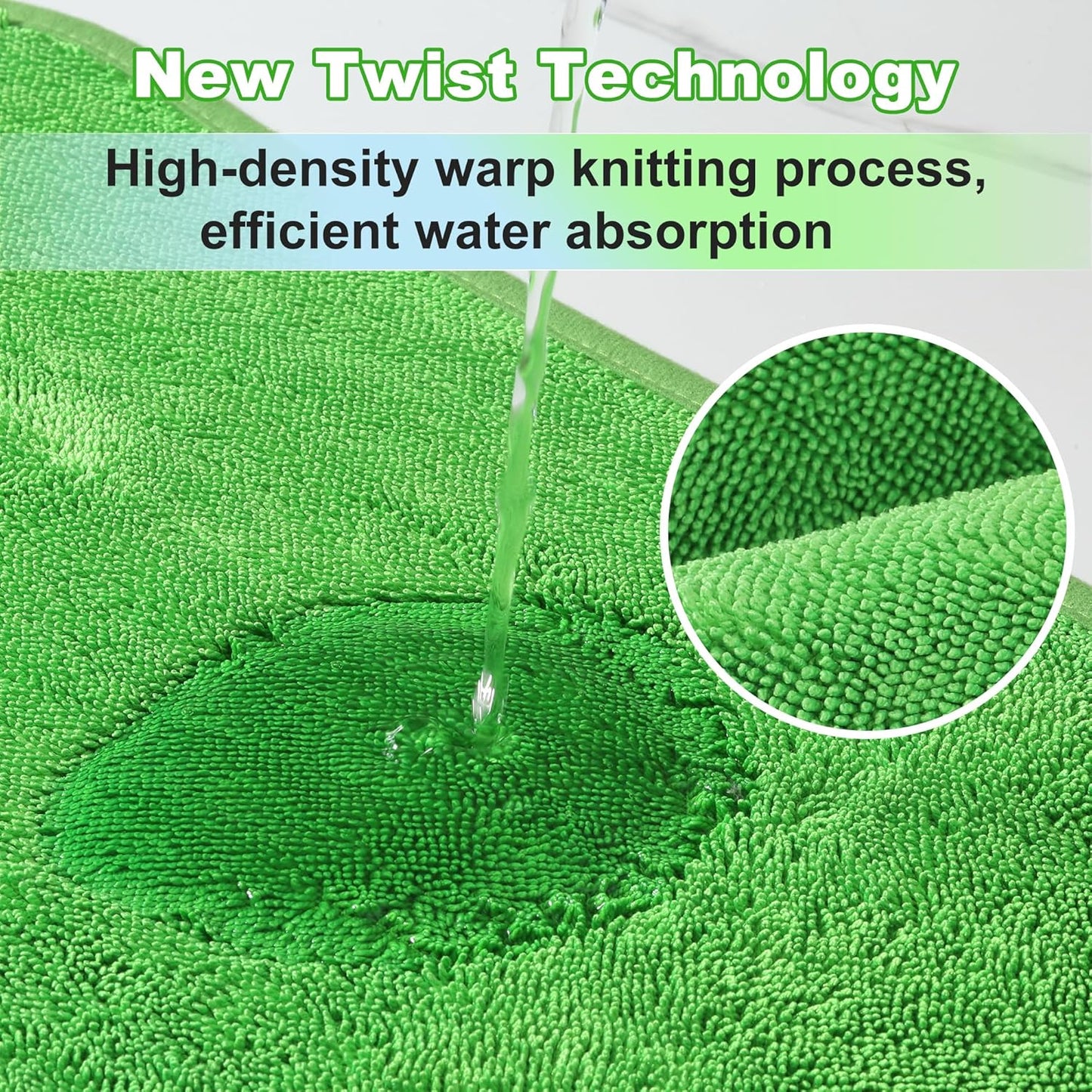 JOYMOOP Car Dry Towel, Quick Drying, Medium Size, Microfiber Cleaning Cloth, Green, 35.4 x 23.6 Inches, 3 Pack for Boates, RVs, SUVs, Trucks, Cars