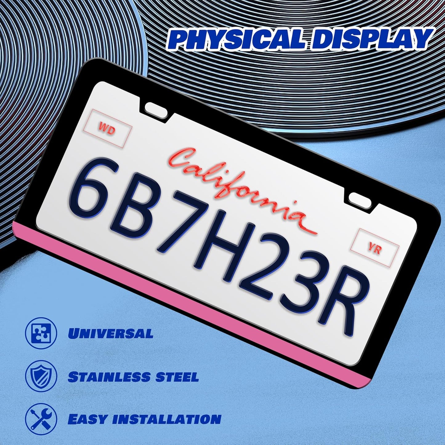 Breast Cancer Awareness License Plate Frame Pink Ribbon License Plate Frames Personalise Stainless Steel Funny Design Compatible With Standard License Plate Holder For Usa Canada 6 X 12 In With Screws