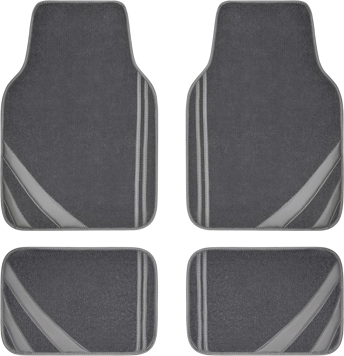 CAR PASS Car Floor Mats, Edge Leather Waterproof Car Mats with Double Stitch Line and Anti-Slip Backing Design, Fit 95% Automotive,SUVS,Sedan,Vans (Pure Gray)