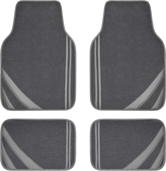 CAR PASS Car Floor Mats, Edge Leather Waterproof Car Mats with Double Stitch Line and Anti-Slip Backing Design, Fit 95% Automotive,SUVS,Sedan,Vans (Pure Gray)