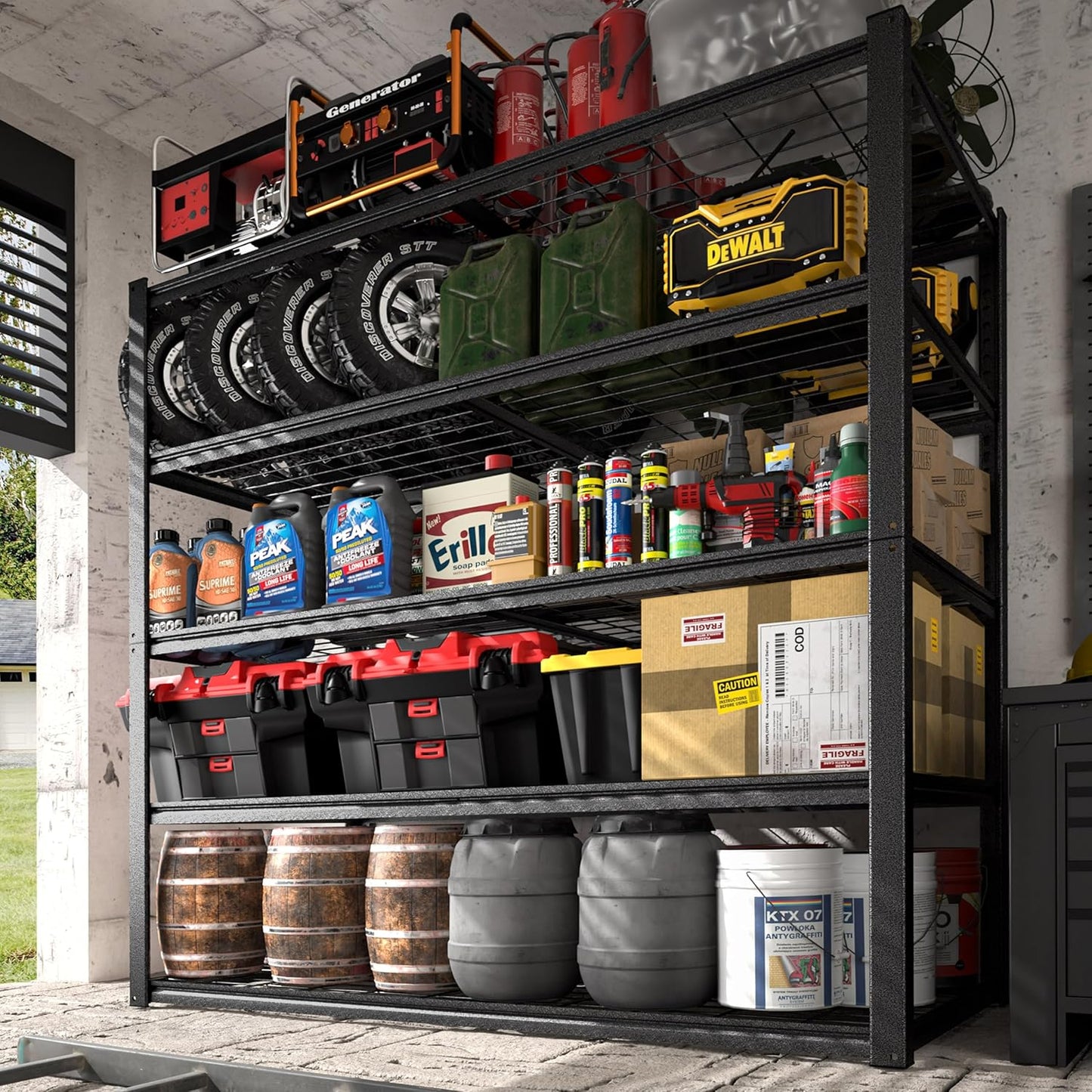 MUPATER 35.8" W x 18.1" D x 72" H Metal Storage Shelves, Standing Utility Shelf Racks, Garage Shelving Unit, 5 Tier Shelves and Adjustable Shelves for Kitchen Warehouse Garage