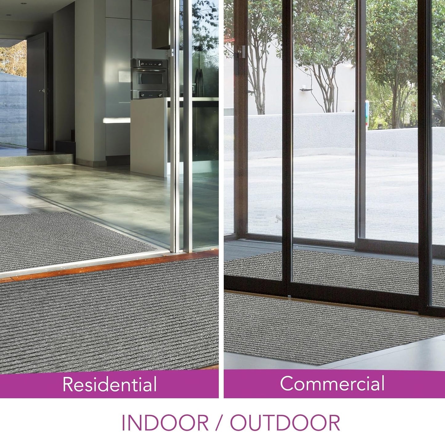iCustomRug Spartan Weather Warrior Indoor/Outdoor Utility Ribbed Carpet Runner with Non-Slip Thermoplastic Rubber Backing, 3ft X 32ft in Grey