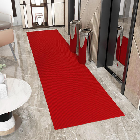 Ottomanson 2'7" x 16' Hallway Runner with Scraper Pile Extra Durable Non-Slip Rug Mat for Indoor & Outdoor Use - Ideal for Kitchen, Entryway, Patio & Garage - High-Traffic Carpet, Red