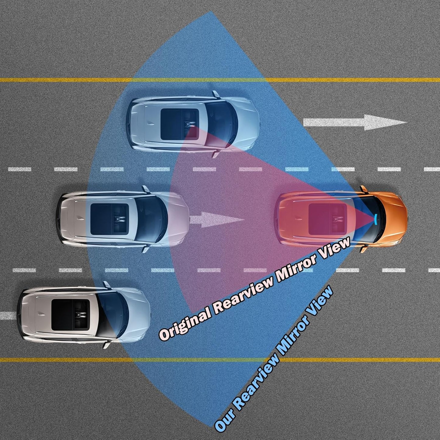 JOYTUTUS Rearview Mirror, 12 Inch Panoramic Anti-Glare Clip-on Wide Angle Convex Rear View Mirror, Effectively to Reduce Blind Spot, Universal for More Car SUV Trucks -Blue