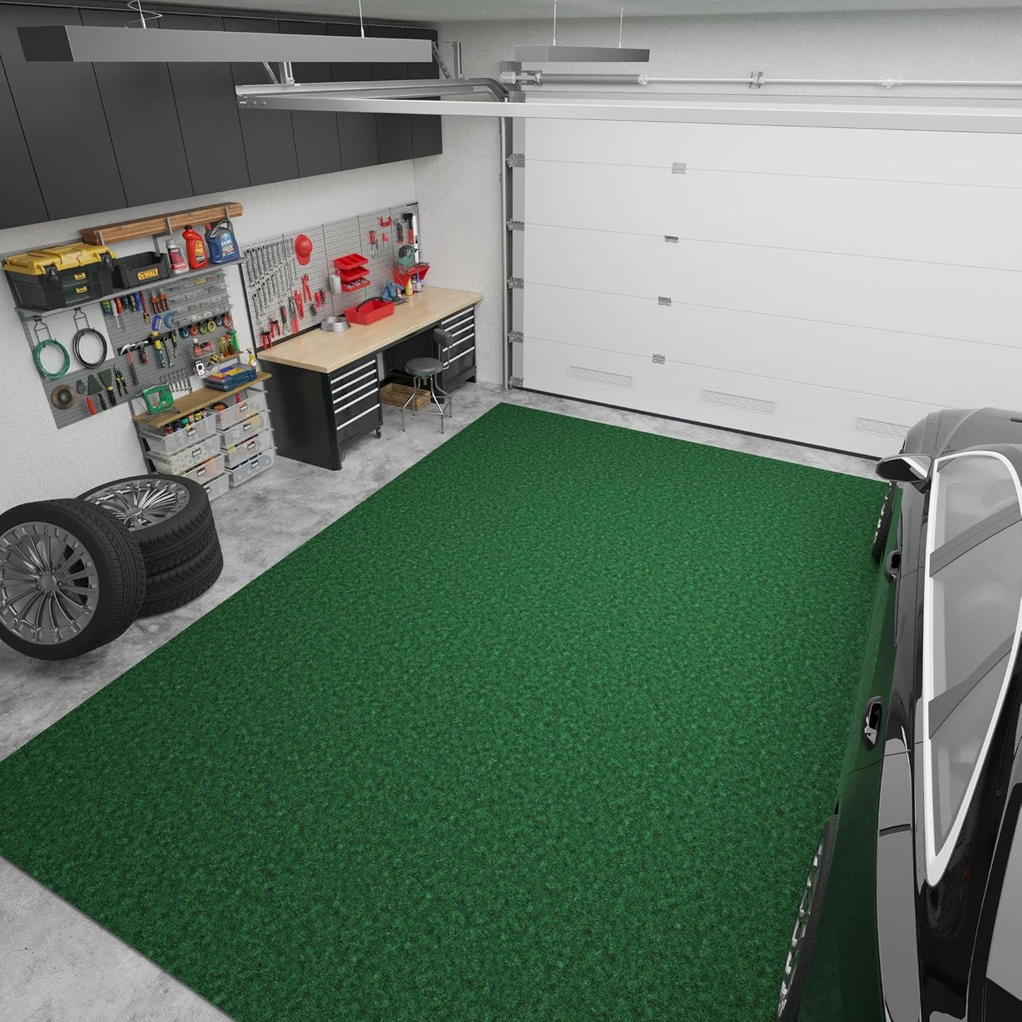 Ottomanson 6' x 6'6" Mud Mat Area Rug Scraper Carpet - Non-Slip, Dirt Trapping for Indoor & Outdoor Use - Ideal for Entryway, Garage, Kitchen, Patio & High-Traffic Areas, Green