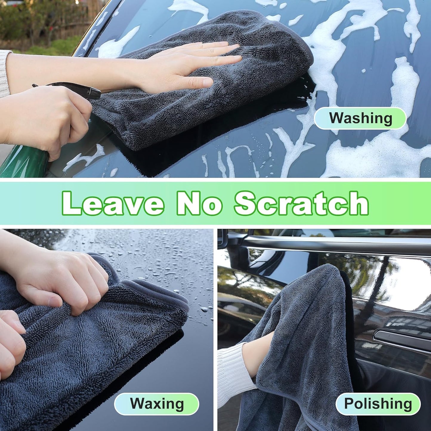 JOYMOOP Car Dry Towel, Quick Drying, Medium Size, Microfiber Cleaning Cloth, Dark Grey, 35.4 x 23.6 Inches, 1 Pack for Boates, RVs, SUVs, Trucks, Cars