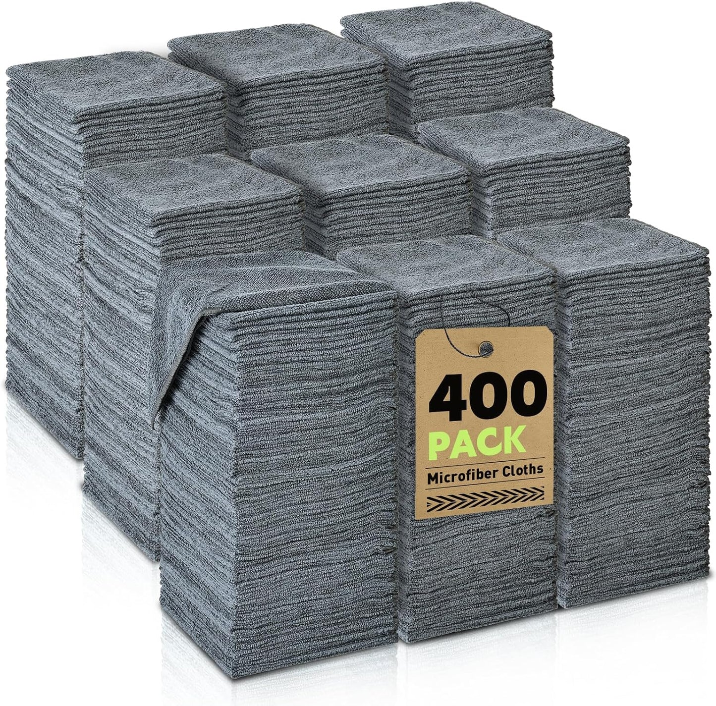 Microfiber Cleaning Cloths Bulk-400 Pack, Gray Microfiber Towels for Cars, Ultra Absorbent Wash Cloths, Lint-Free Streak-Free Microfiber Towels Bulk for Cars, 12x12 inches