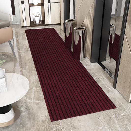 Ottomanson 2' x 11' Hallway Runner with Scraper Pile - Extra Durable Non-Slip Rug Mat for Indoor & Outdoor Use - Ideal for Kitchen, Entryway, Patio & Garage - High-Traffic Carpet, Red