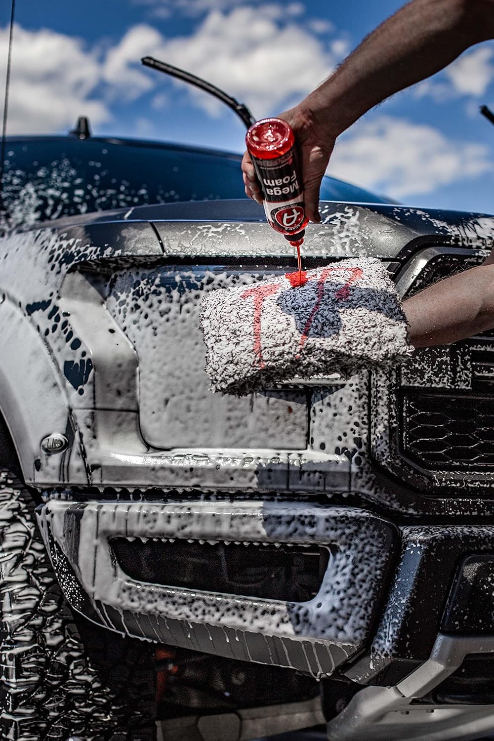 Adam's Polishes Microfiber 10” Car Wash Pad - Safe, Scratch-Free Washing for All Vehicle Surfaces - White, Grey - 10 x 10 Inches - 70/30 Microfiber & Foam - Machine Washable