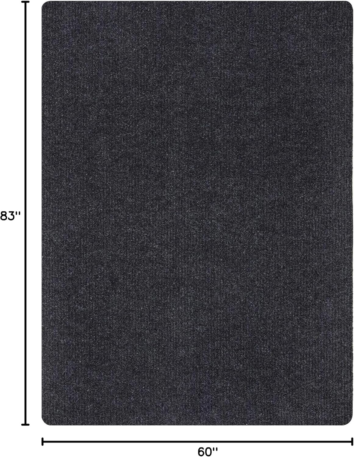 Ottomanson 5' x 6'6" Mud Mat Area Rug Scraper Carpet - Non-Slip, Dirt Trapping for Indoor & Outdoor Use - Ideal for Entryway, Garage, Kitchen, Patio & High-Traffic Areas, Black