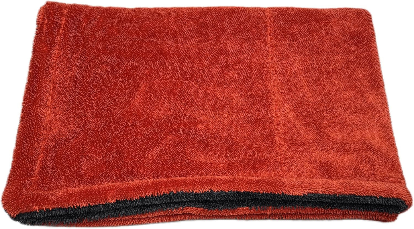 SOFTBATFY 1200 GSM 36" x 24"Dual Sided Microfiber Car Cleaning Drying Towel with Twist Pile, Super Absorbent, Scratch-Free, Machine Washable(Red-Grey)