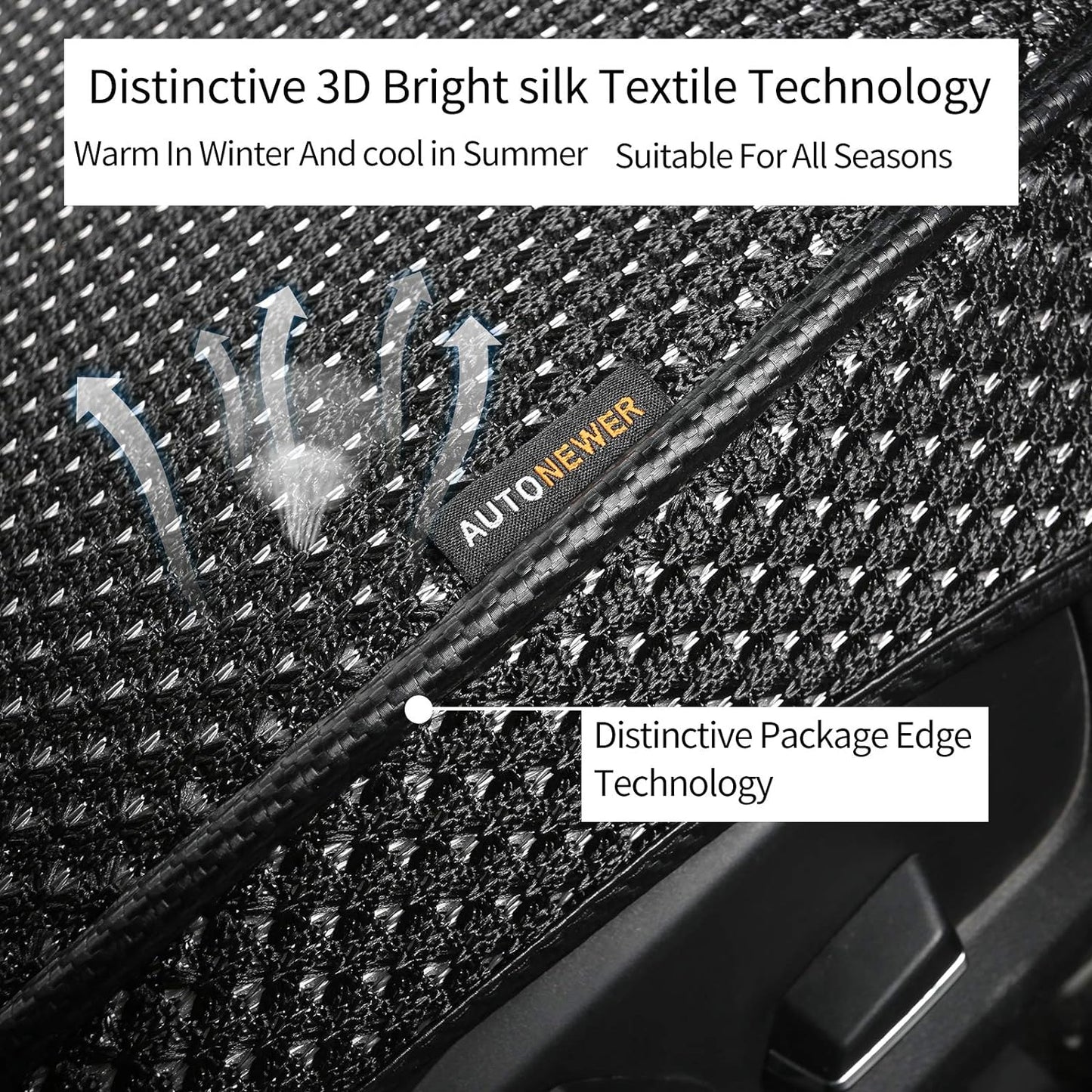 Auto Newer 2 PCS Breathable Universal Four Seasons Car Seat Covers，Luxury Car Seat Cushion，Protectors for Front Seat Bottoms,Compatible with 95% Vehicles， Fit for Cars Truck SUV or Vans(Black+Grey)