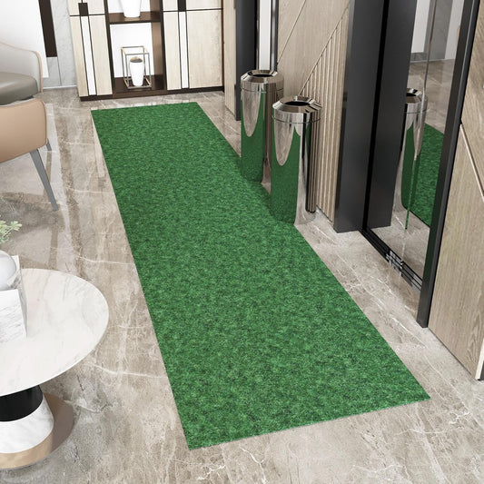 Ottomanson 2'7" x 22' Hallway Runner with Scraper Pile - Extra Durable Non-Slip Rug Mat for Indoor & Outdoor Use - Ideal for Kitchen, Entryway & Garage - High-Traffic Carpet, Green