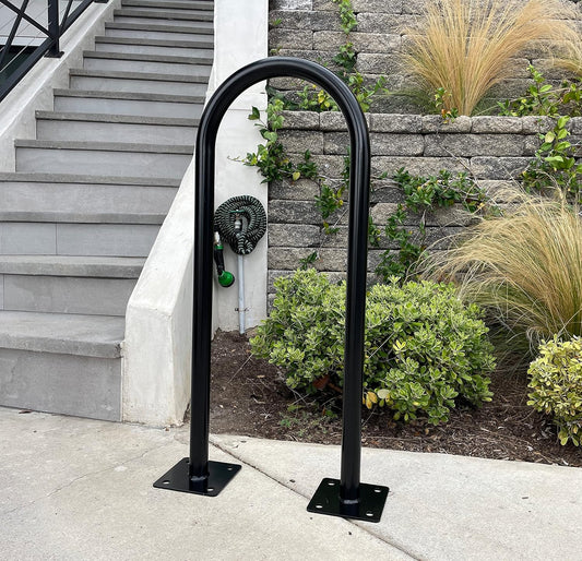 Sandbaggy Outside Bike Stand Floor - U Shaped & Commercial Standing Bike Rack - Premium Quality Galvanized Steel - Perfect Bicycle Floor Stand for Protection - Black, 14.5" x 34" - 1 Loop (50)